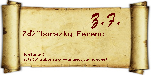 Záborszky Ferenc névjegykártya