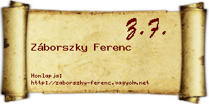 Záborszky Ferenc névjegykártya